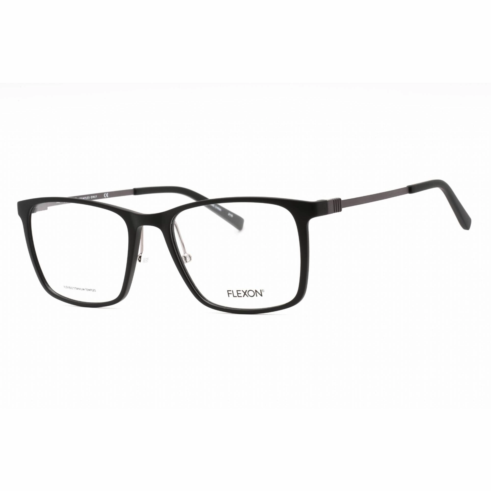Flexon Men's Eyeglasses - Matte Black Rectangular Plastic Frame | FLEXON EP8011 002