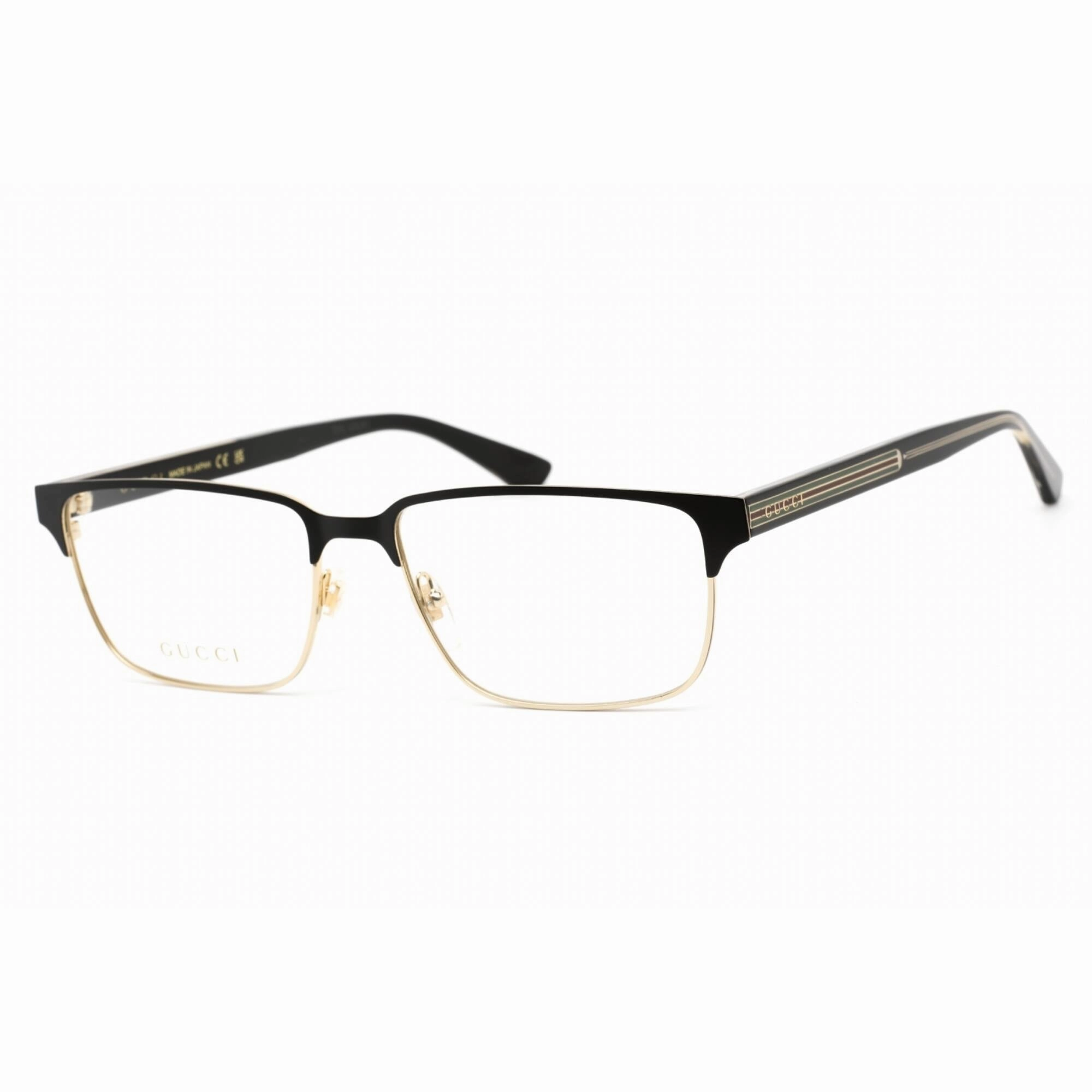 Gucci Men's Eyeglasses - Gold Black Metal Rectangular Full Rim Frame | GG0383O 004