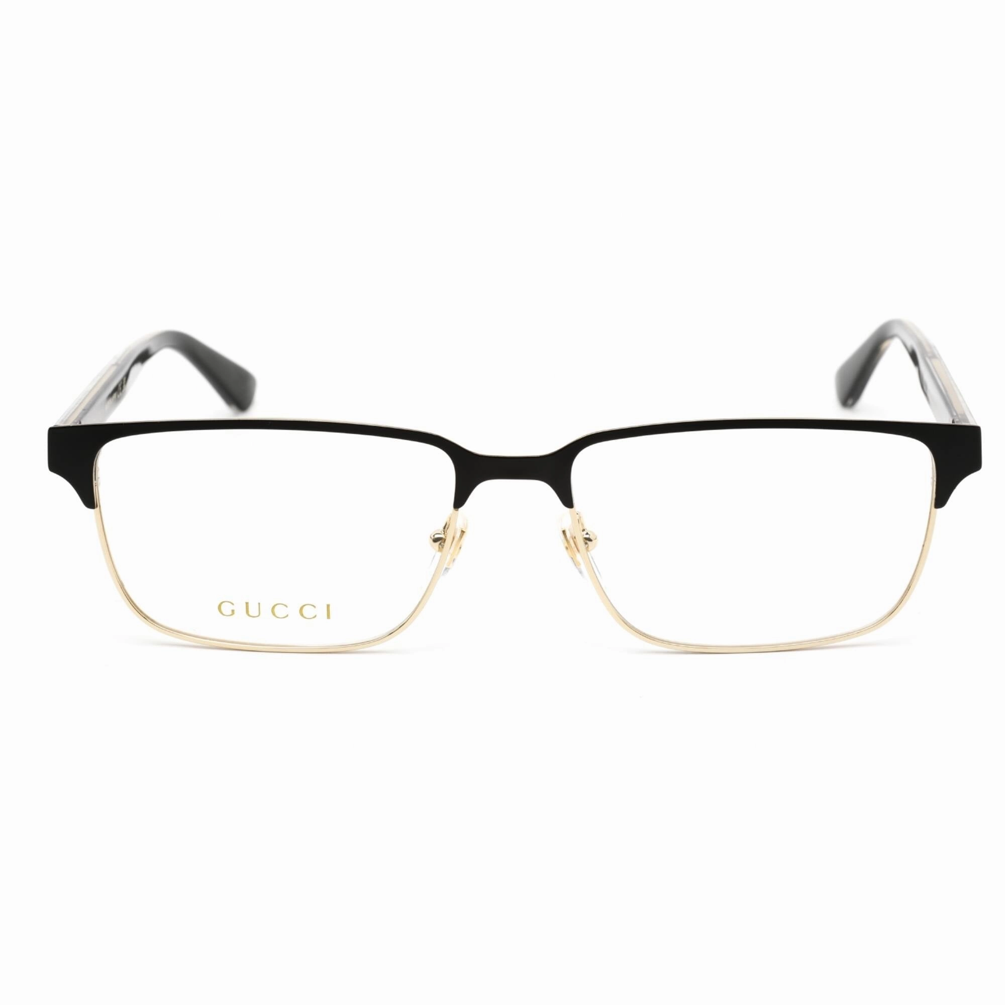 Gucci Men's Eyeglasses - Gold Black Metal Rectangular Full Rim Frame | GG0383O 004