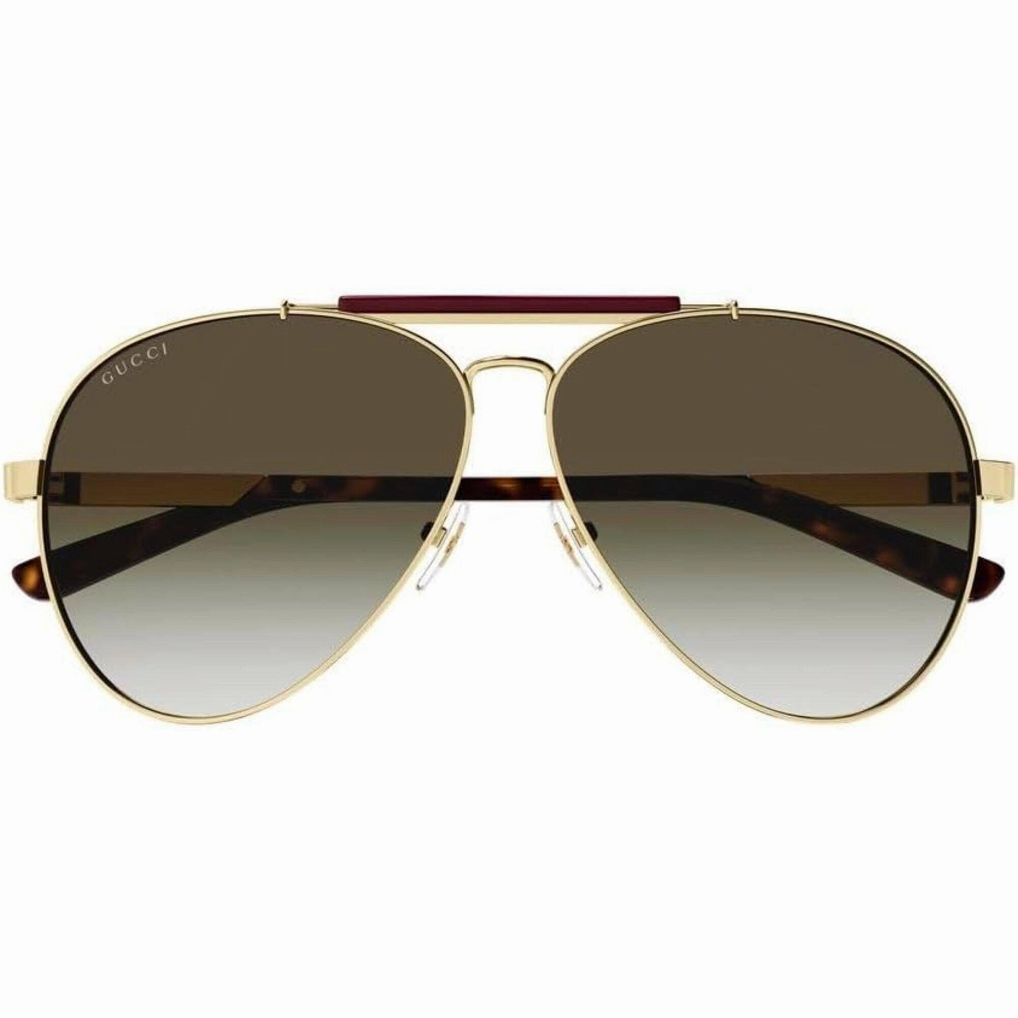 Gucci Men's Sunglasses - Gold Metal Aviator Frame Brown Gradient Lens | GG1287S 002
