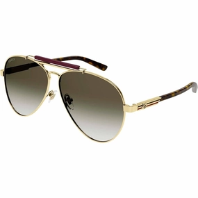Gucci Men's Sunglasses - Gold Metal Aviator Frame Brown Gradient Lens | GG1287S 002