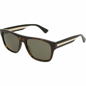 Gucci Men's Sunglasses - Havana Acetate Full Rim Square Frame Green Lens | GG0341S 003