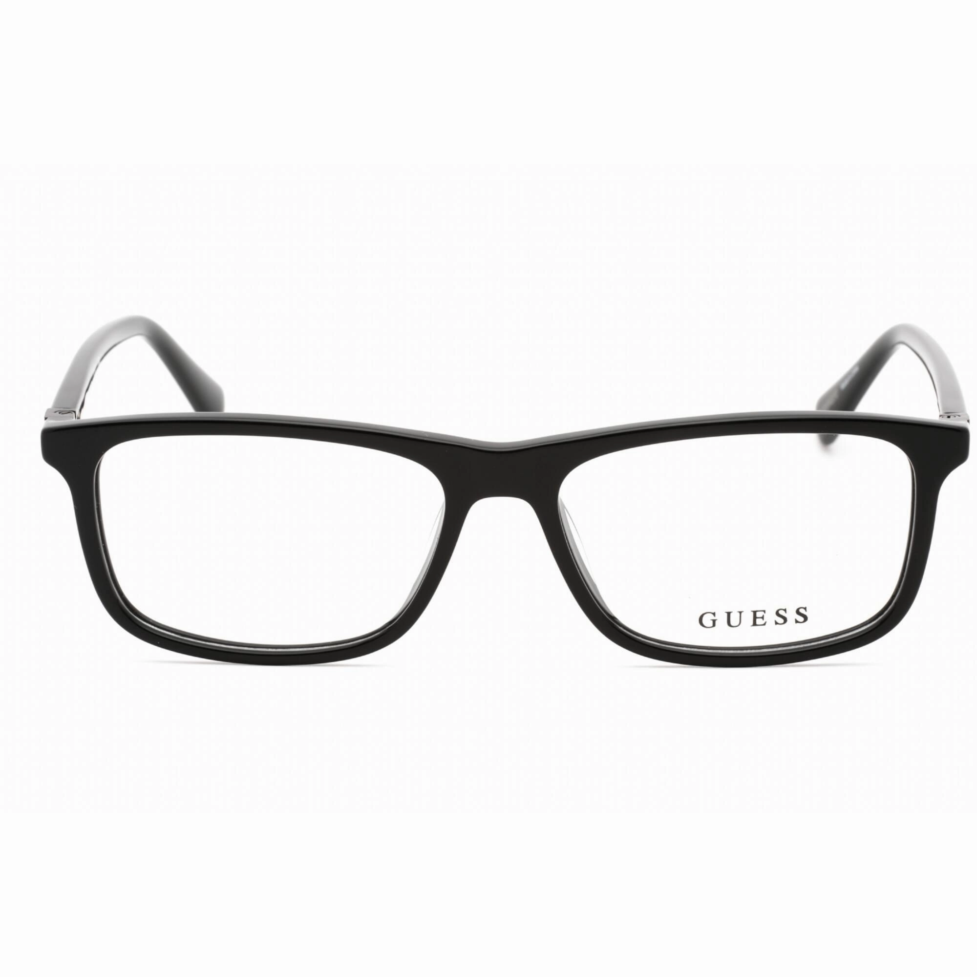 Guess Men's Eyeglasses - Shiny Black Plastic Rectangular Frame, 55mm | GU50054 001