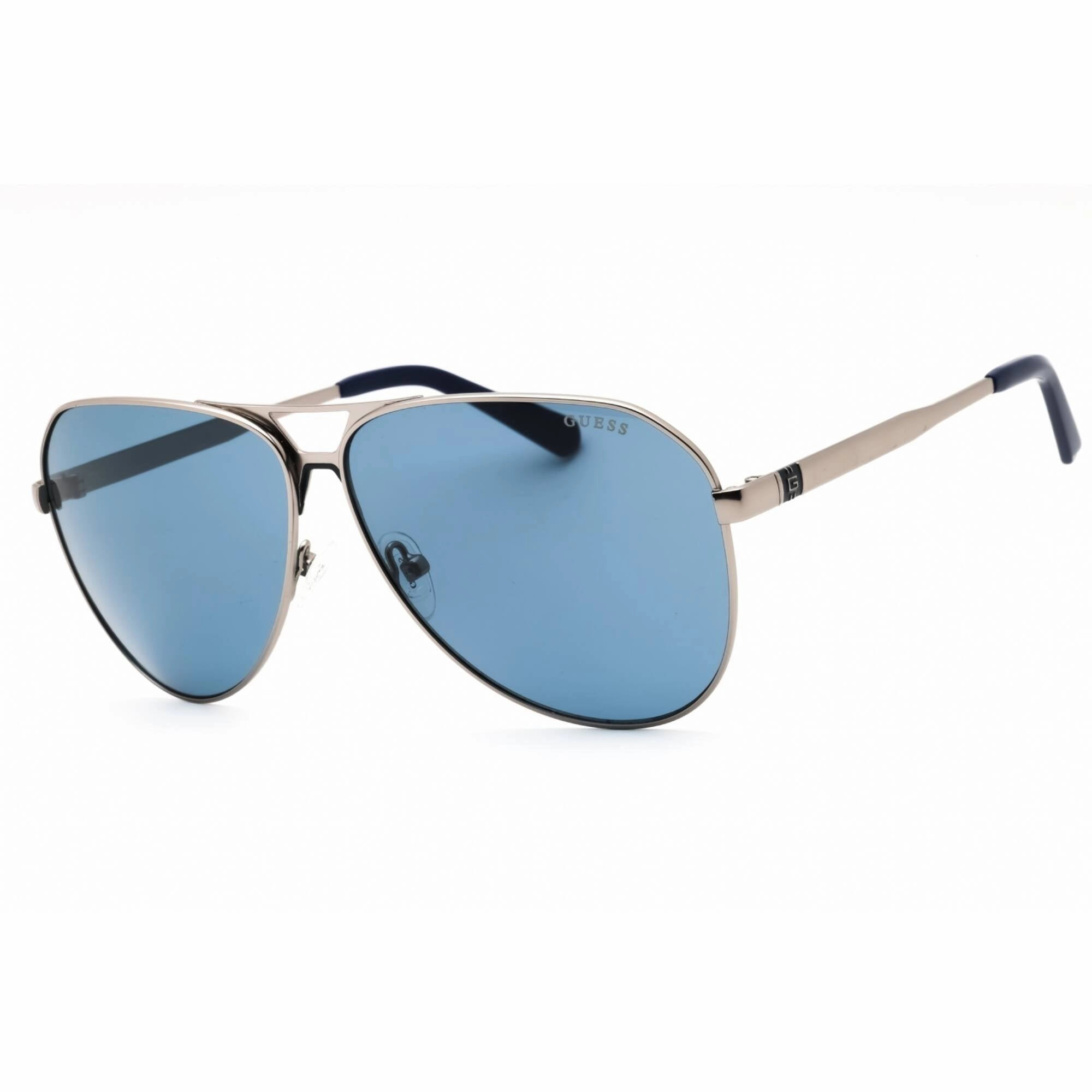 Guess Men's Sunglasses - Matte Gunmetal Metal Aviator Frame Blue Lens | GU00069 09V