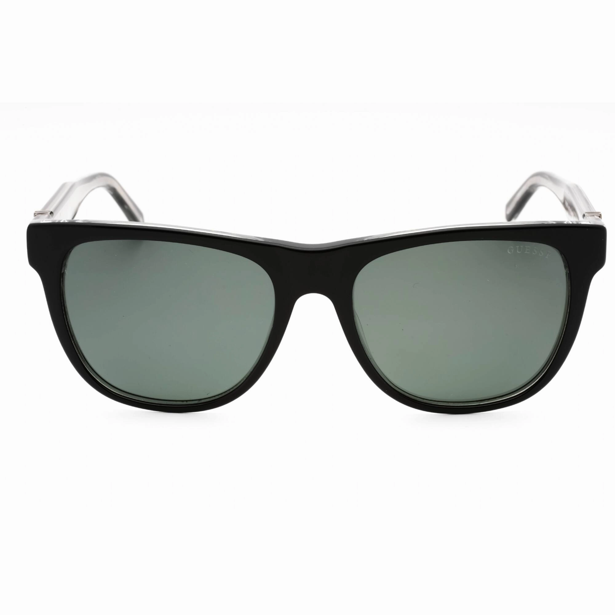 Guess Men's Sunglasses - Shiny Black Acetate Square Frame Green Lens | GU00075 01R