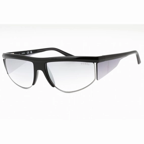 Guess Men's Sunglasses - Shiny Black Plastic Rectangular Half Rim Frame | GU00072 01C