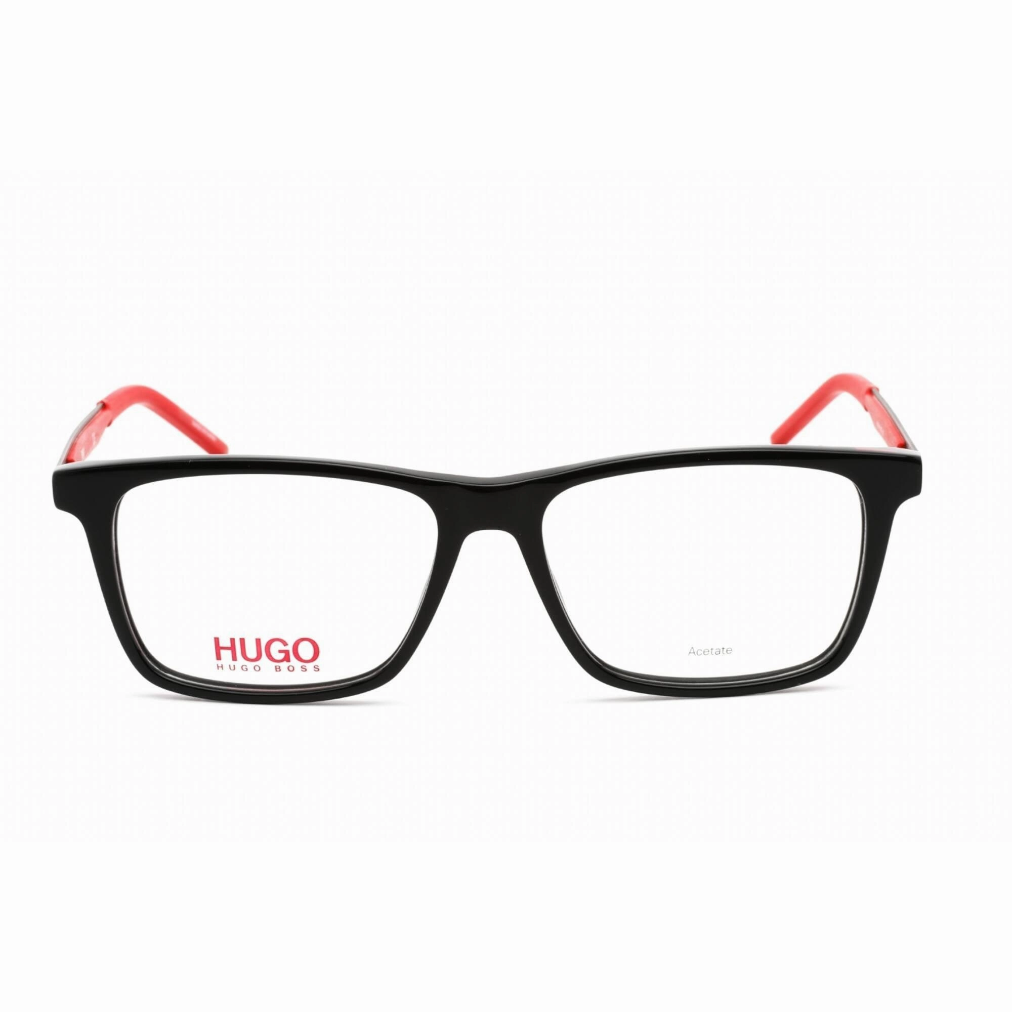 Hugo Men's Eyeglasses - Black Rectangular Plastic Frame Clear Lens | HG 1140 0807 00