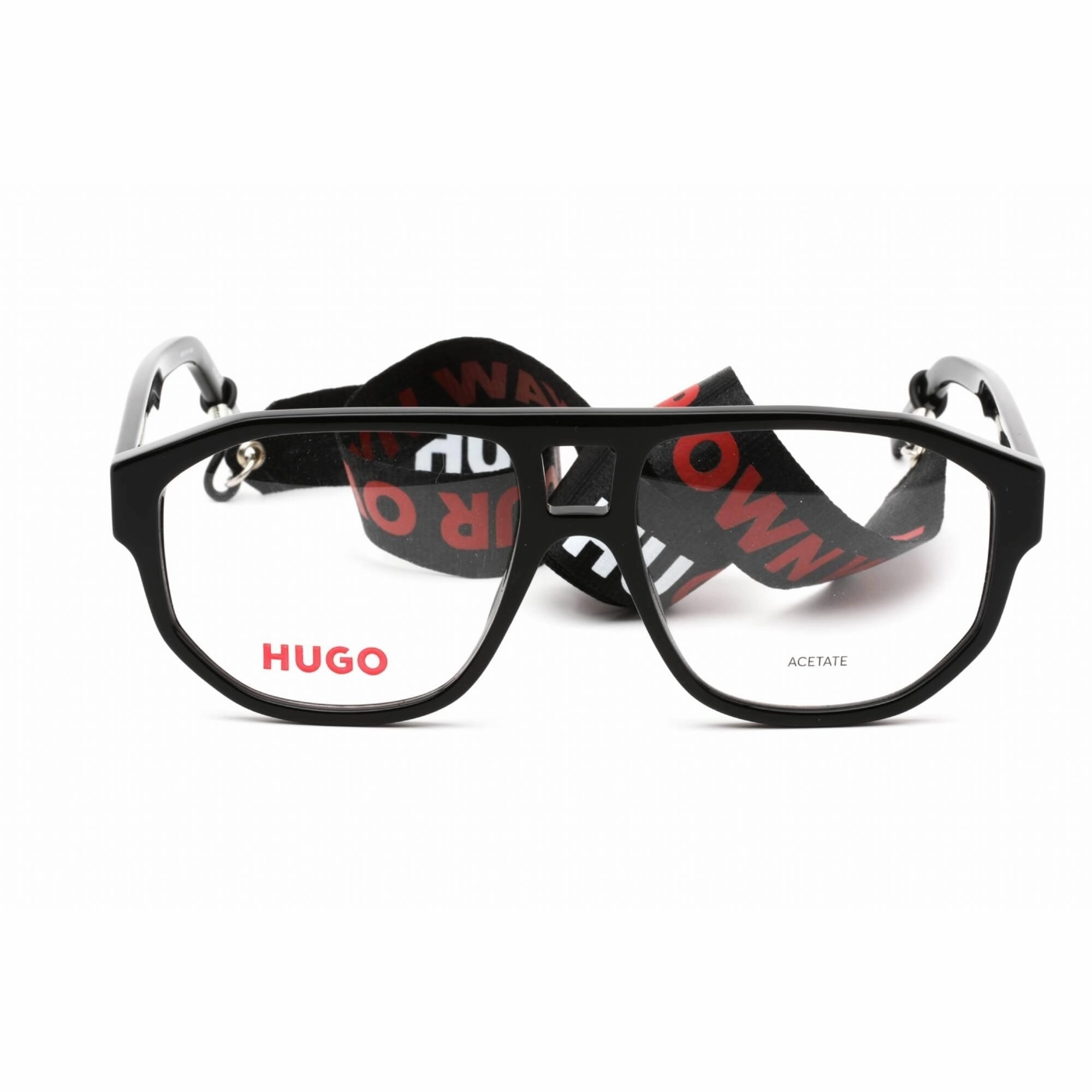 Hugo Men's Eyeglasses - Clear Lens Black Acetate Square Shape Frame | HG 1221 0807 00