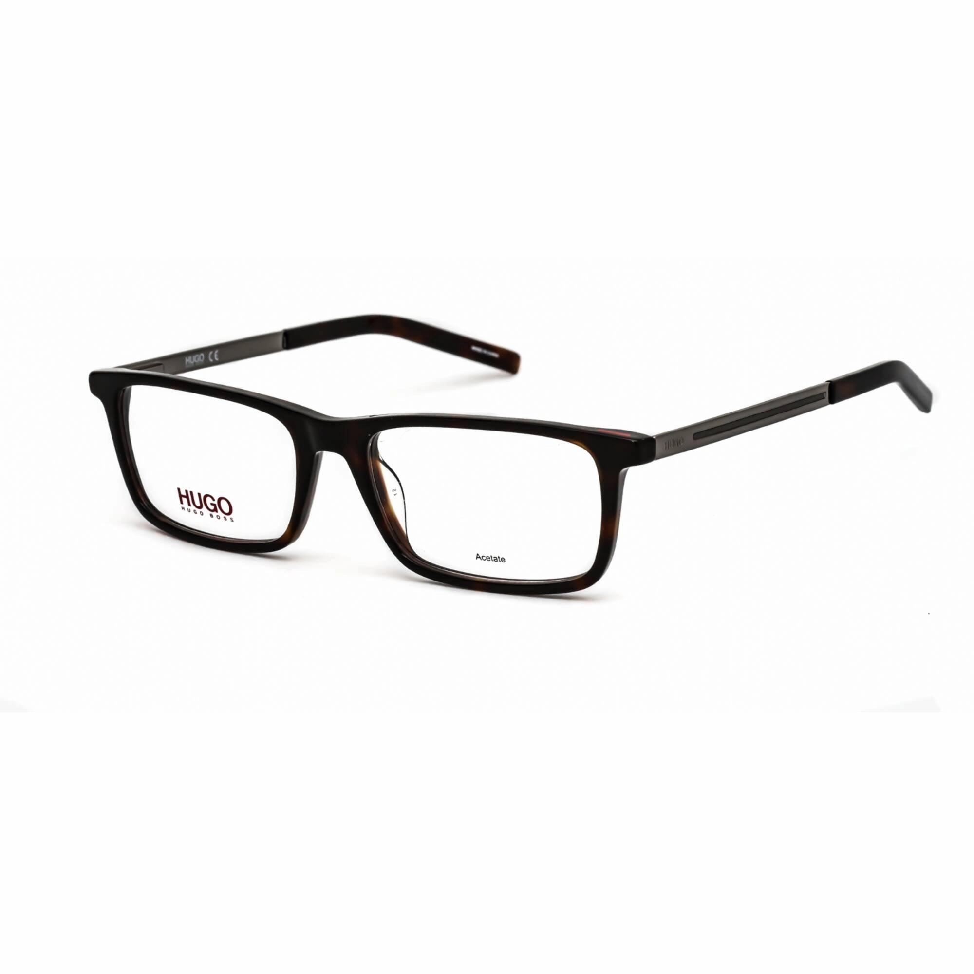 Hugo Men's Eyeglasses - Clear Lens Havana Acetate Rectangular Frame | HG 1116 0086 00