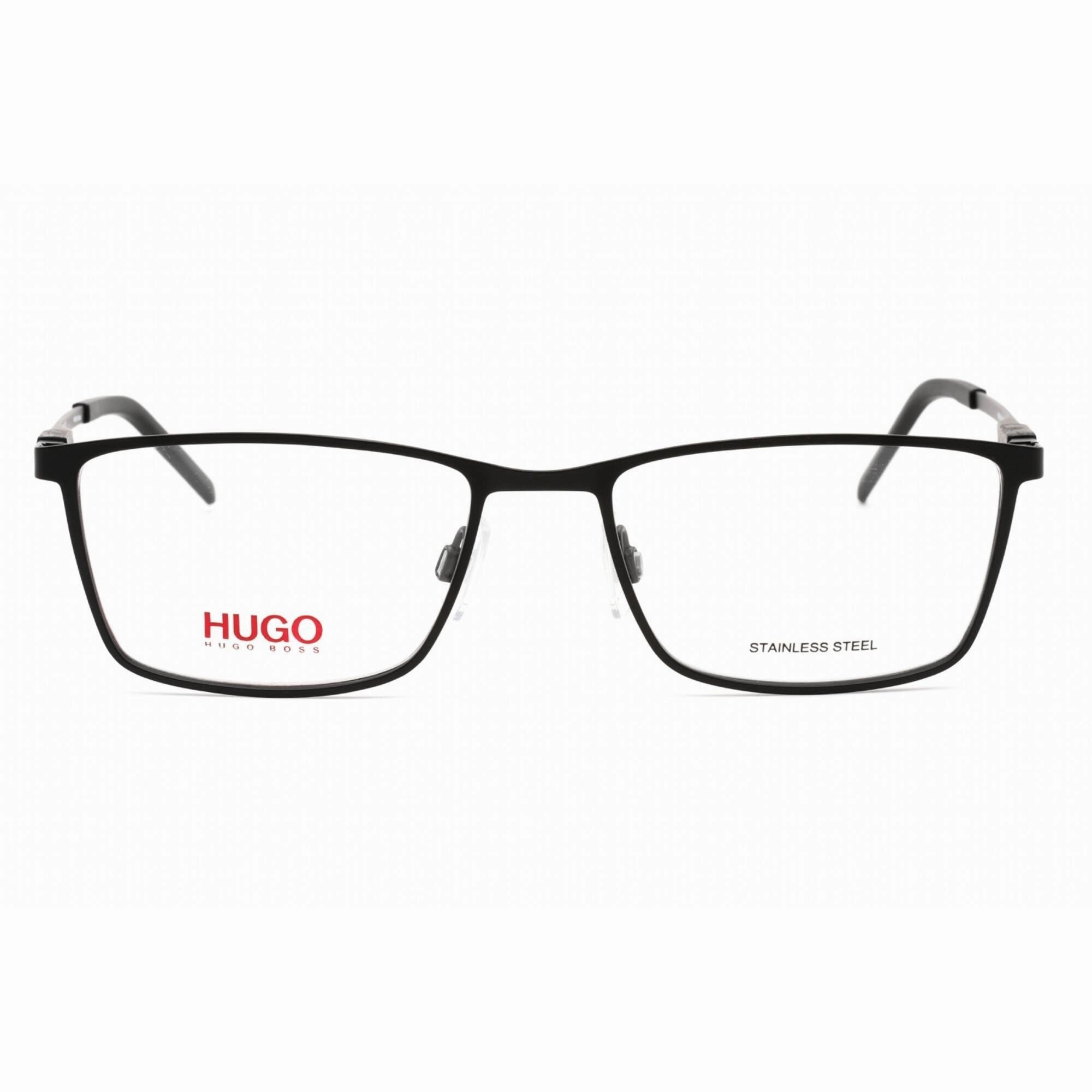 Hugo Men's Eyeglasses - Full Rim Matte Black Metal Rectangular Frame | HG 1104 0003 00