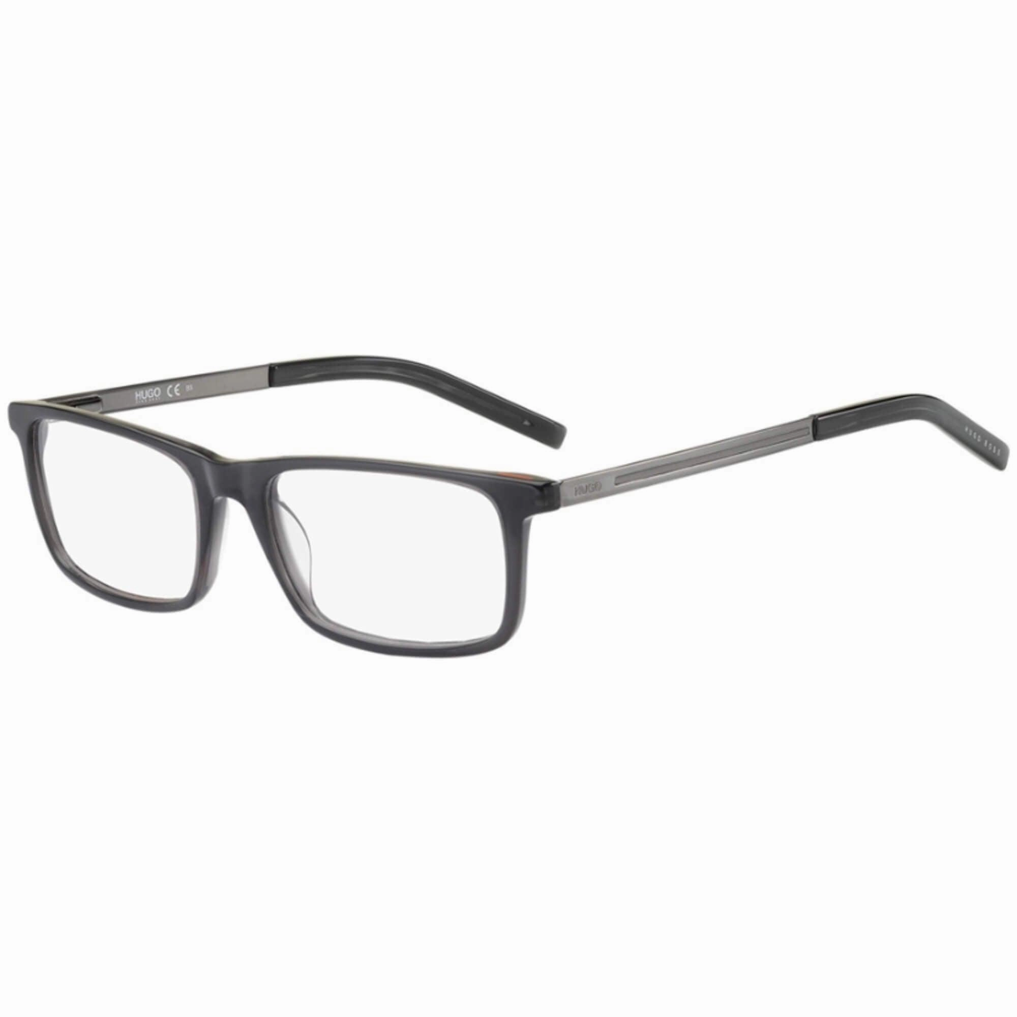 Hugo Men's Eyeglasses - Grey Plastic Rectangular Frame Demo Lens | HUGO HG 1116 0KB7