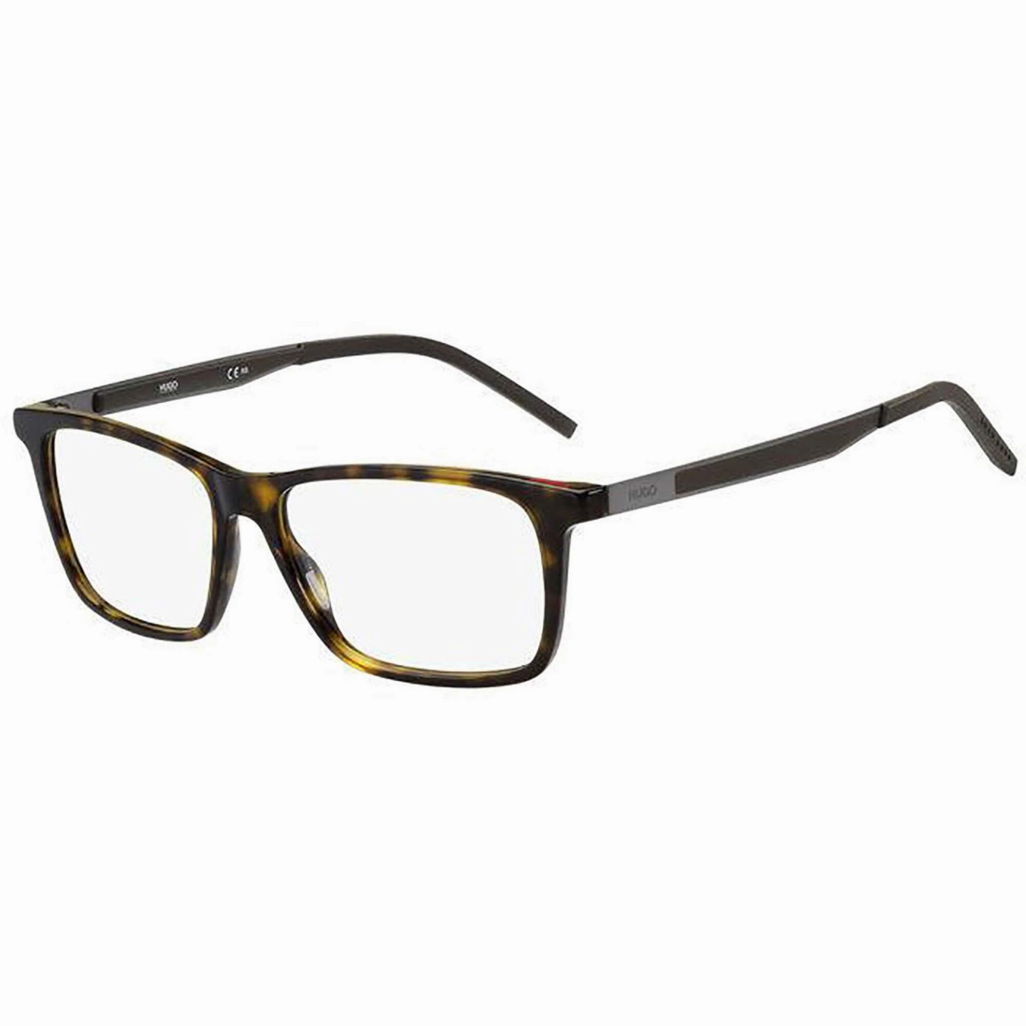 Hugo Men's Eyeglasses - Havana Plastic Rectangular Frame Demo Lens | HUGO HG 1140 086