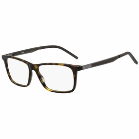 Hugo Men's Eyeglasses - Havana Plastic Rectangular Frame Demo Lens | HUGO HG 1140 086