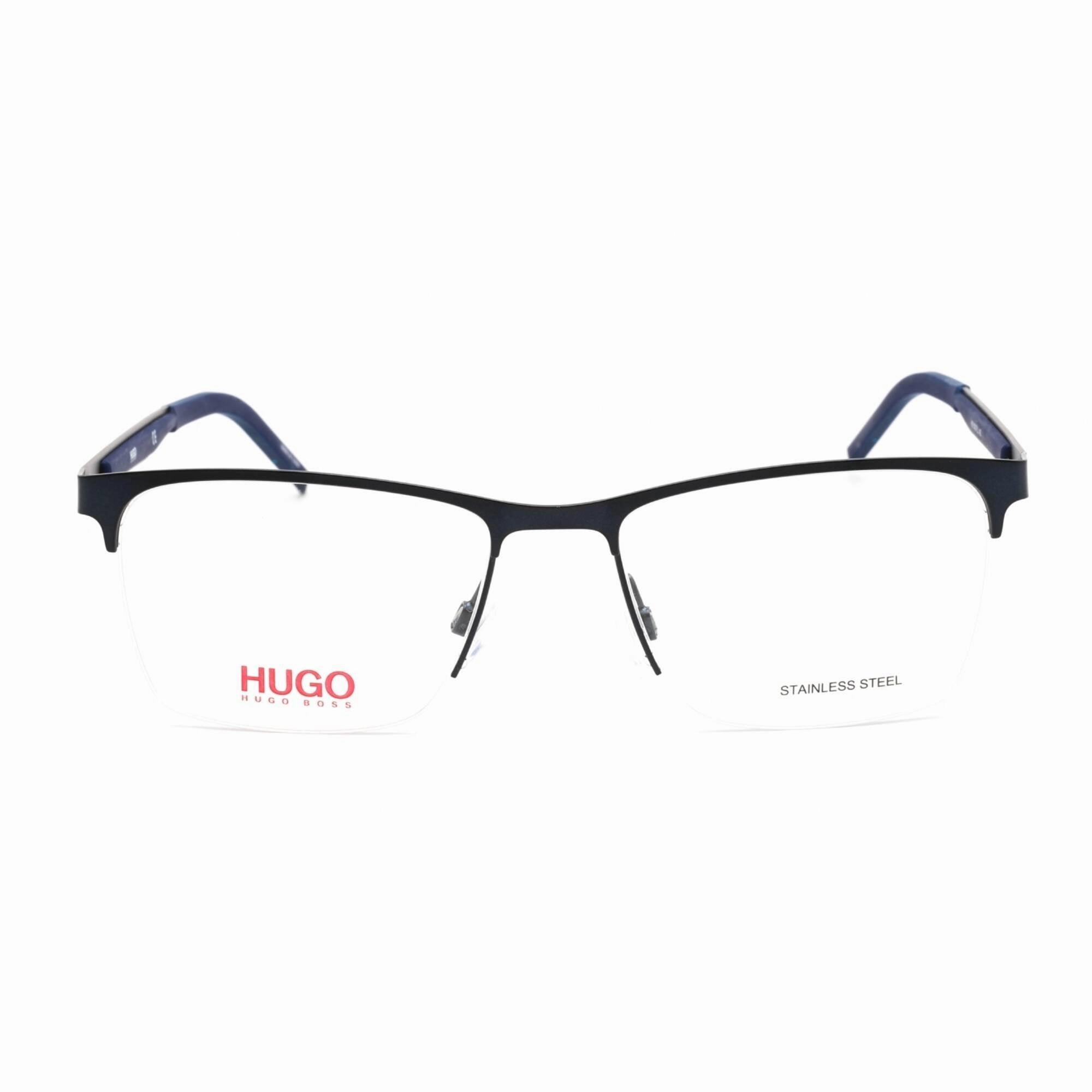 Hugo Men's Eyeglasses - Matte Blue Stainless Steel Rectangular Frame | HG 1142 0FLL 00