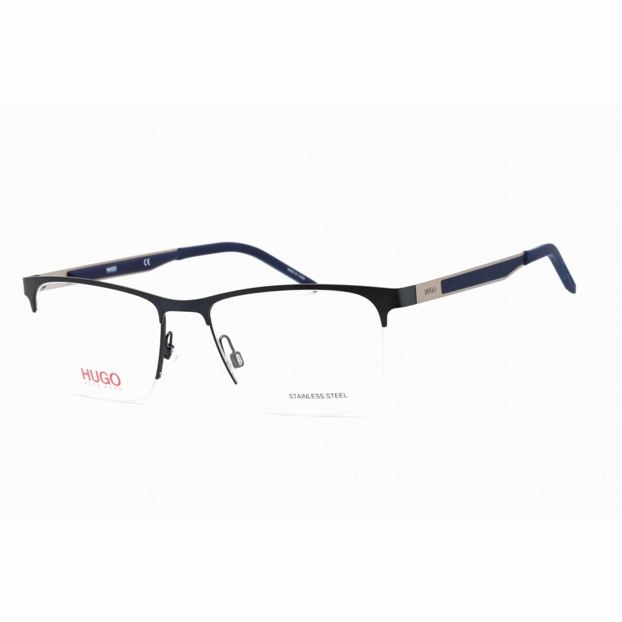 Hugo Men's Eyeglasses - Matte Blue Stainless Steel Rectangular Frame | HG 1142 0FLL 00
