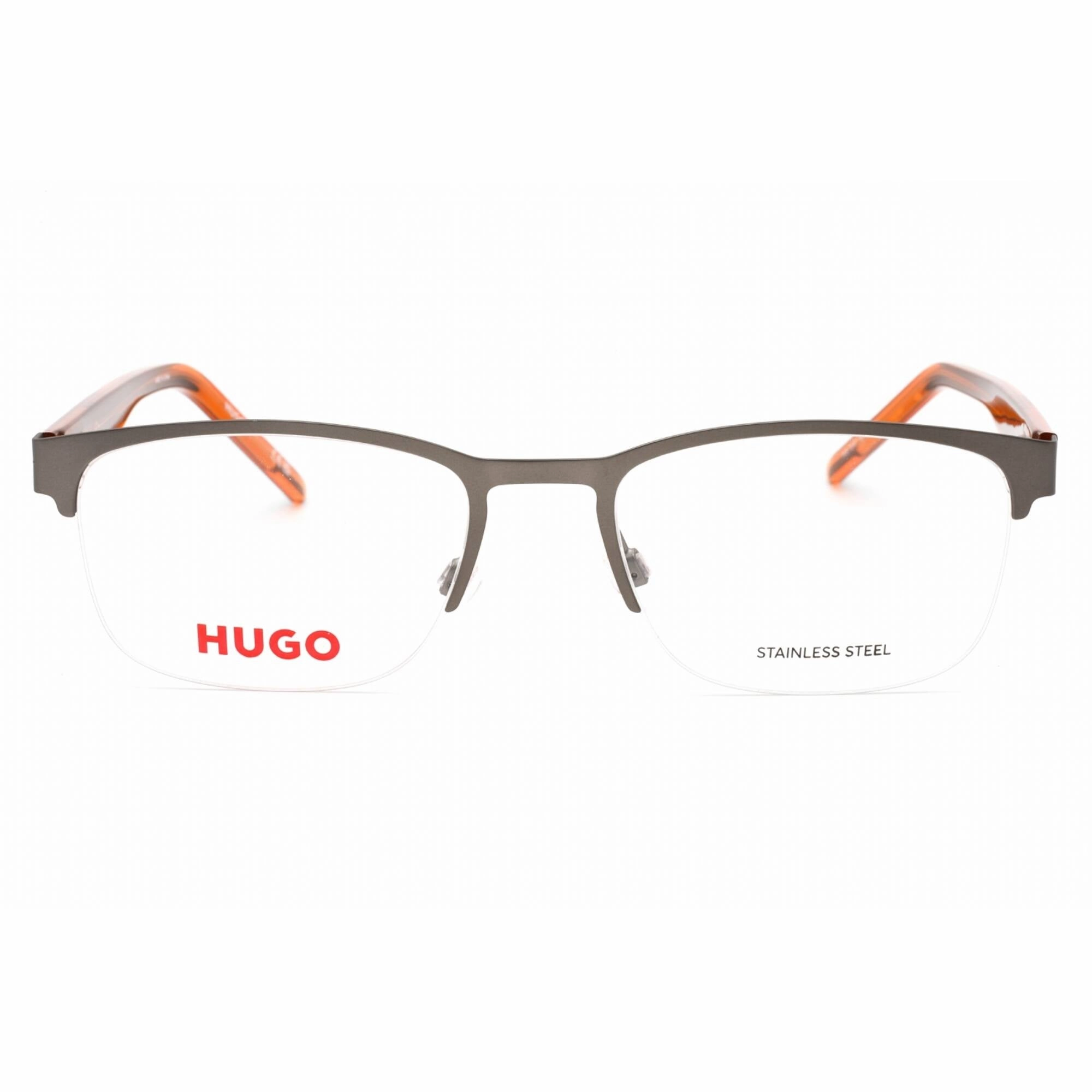 Hugo Men's Eyeglasses - Ruthenium Green Metal Rectangular Frame | HG 1247 0SMF 00
