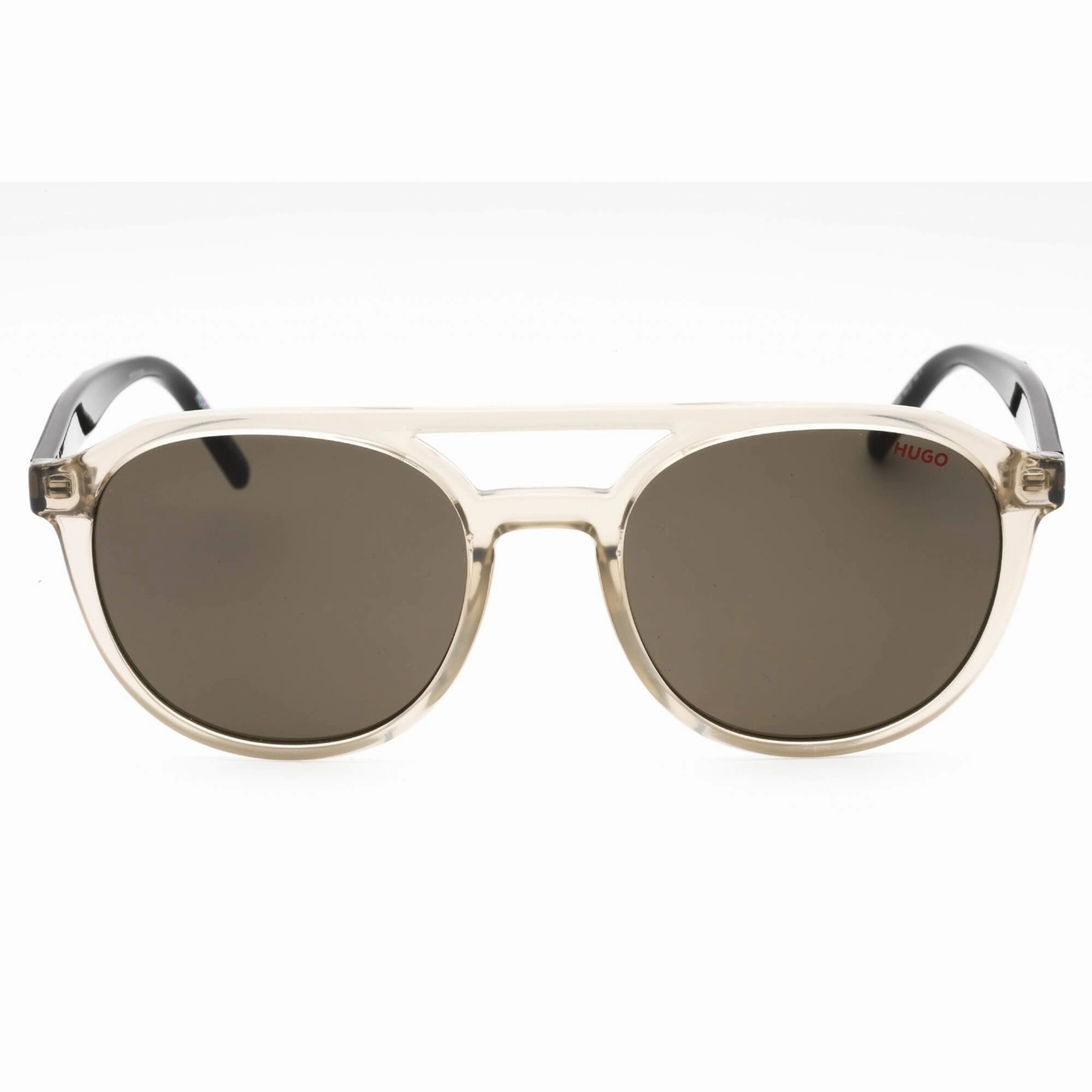 Hugo Men's Sunglasses - Beige Black Round Full Rim Frame Grey Lens | HG 1305/S 0HDA IR