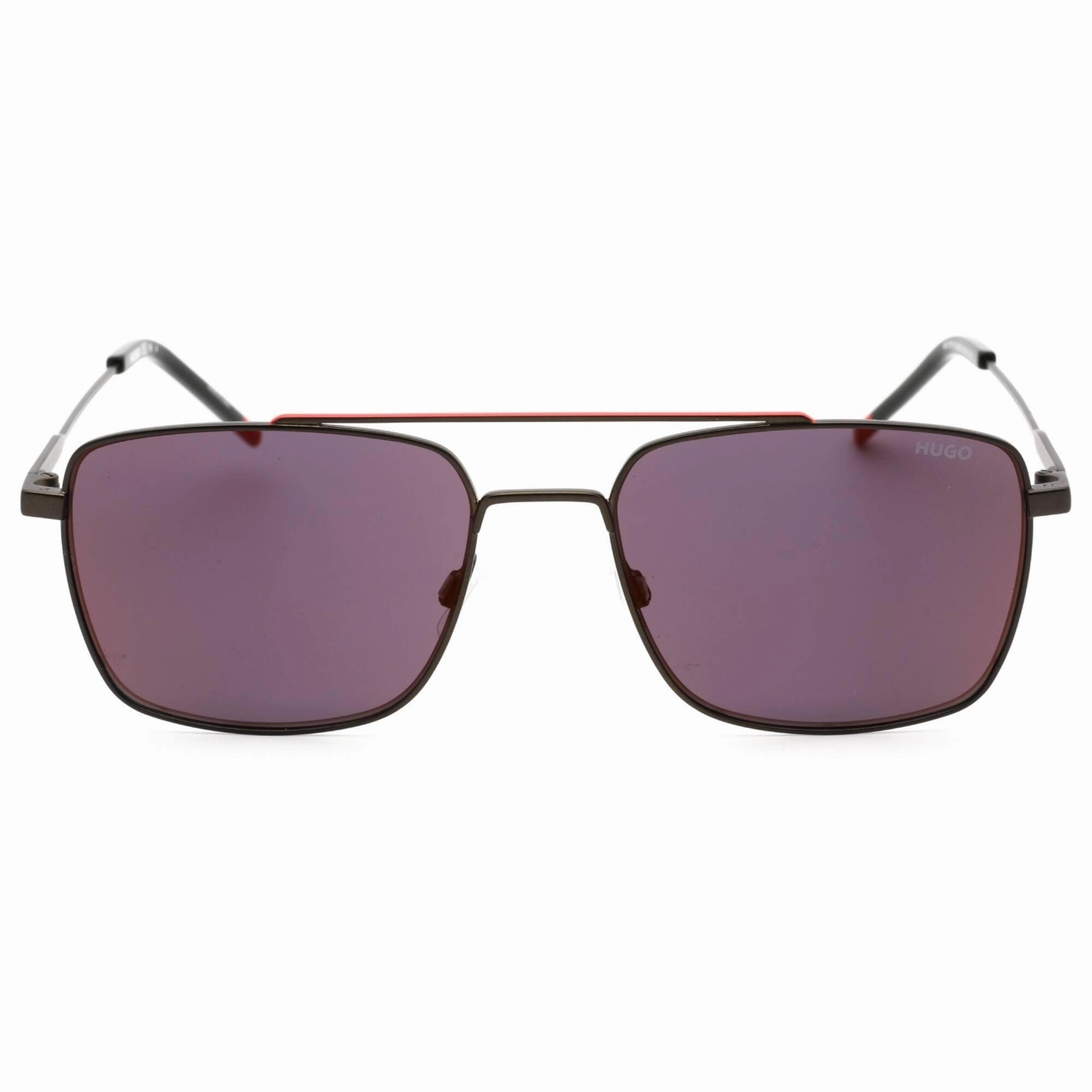 Hugo Men's Sunglasses - Matte Black Red Rectangular Metal Frame | HG 1177/S 0BLX AO