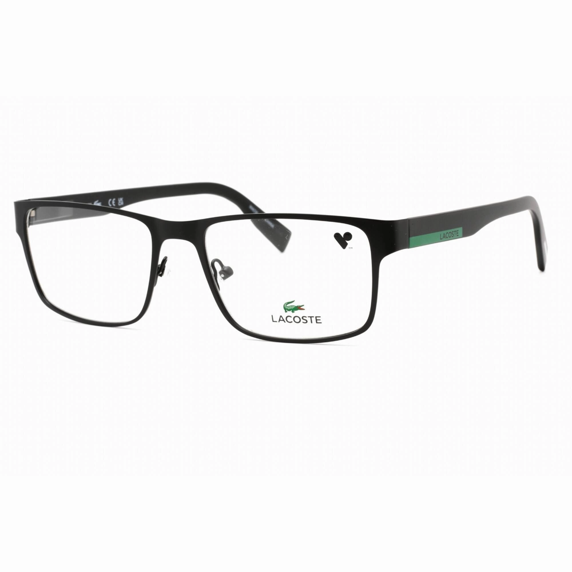 Lacoste Men's Eyeglasses - Full Rim Matte Black Metal Rectangular Frame | L2283 002