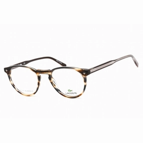 Lacoste Men's Eyeglasses - Full Rim Round Striped Brown Plastic Frame | L2601ND 210