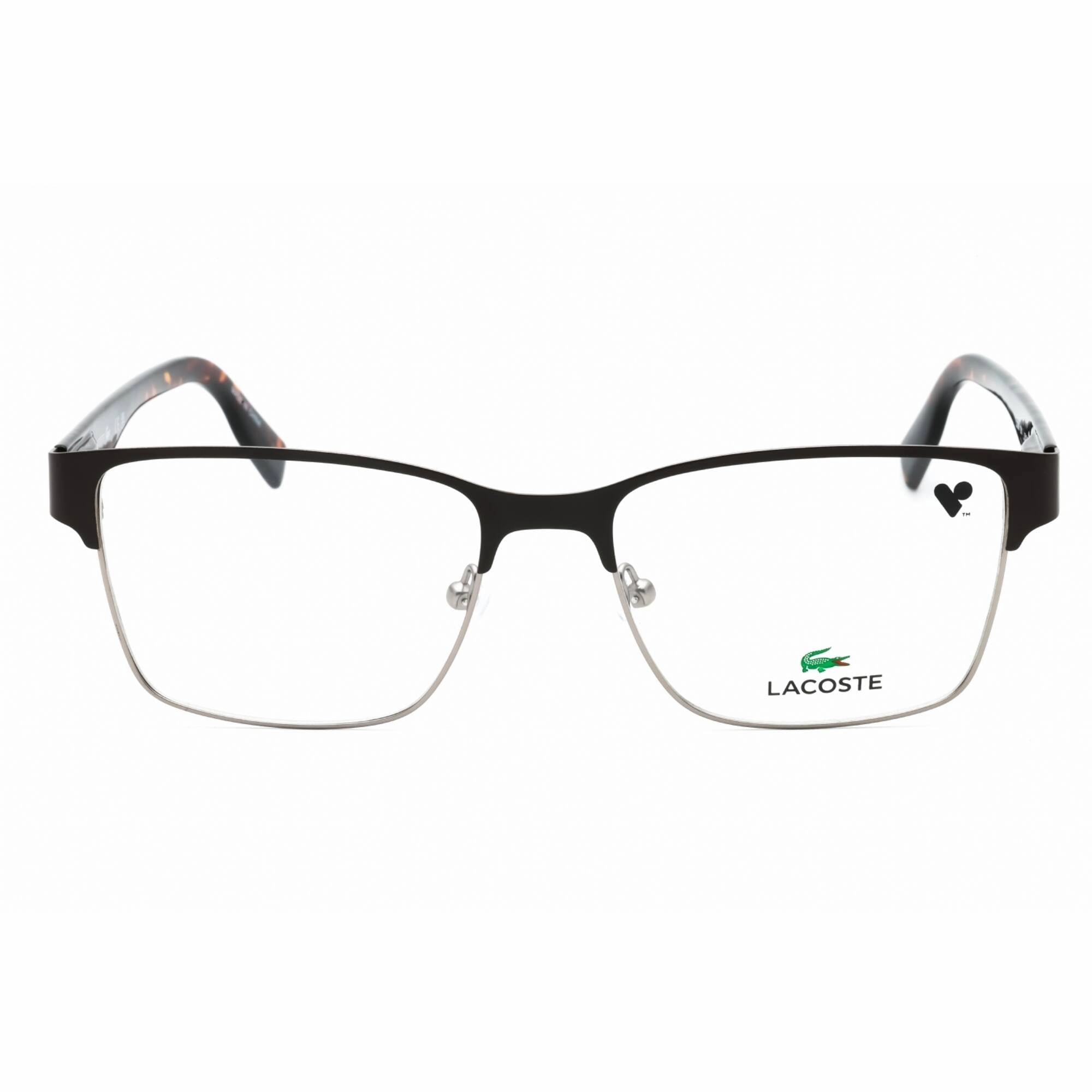 Lacoste Men's Eyeglasses - Matte Brown Metal Square Full Rim 55 mm Frame | L2286 201