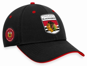Men's Chicago Blackhawks Fanatics Branded Black NHL Authentic Pro Draft Flex Hat