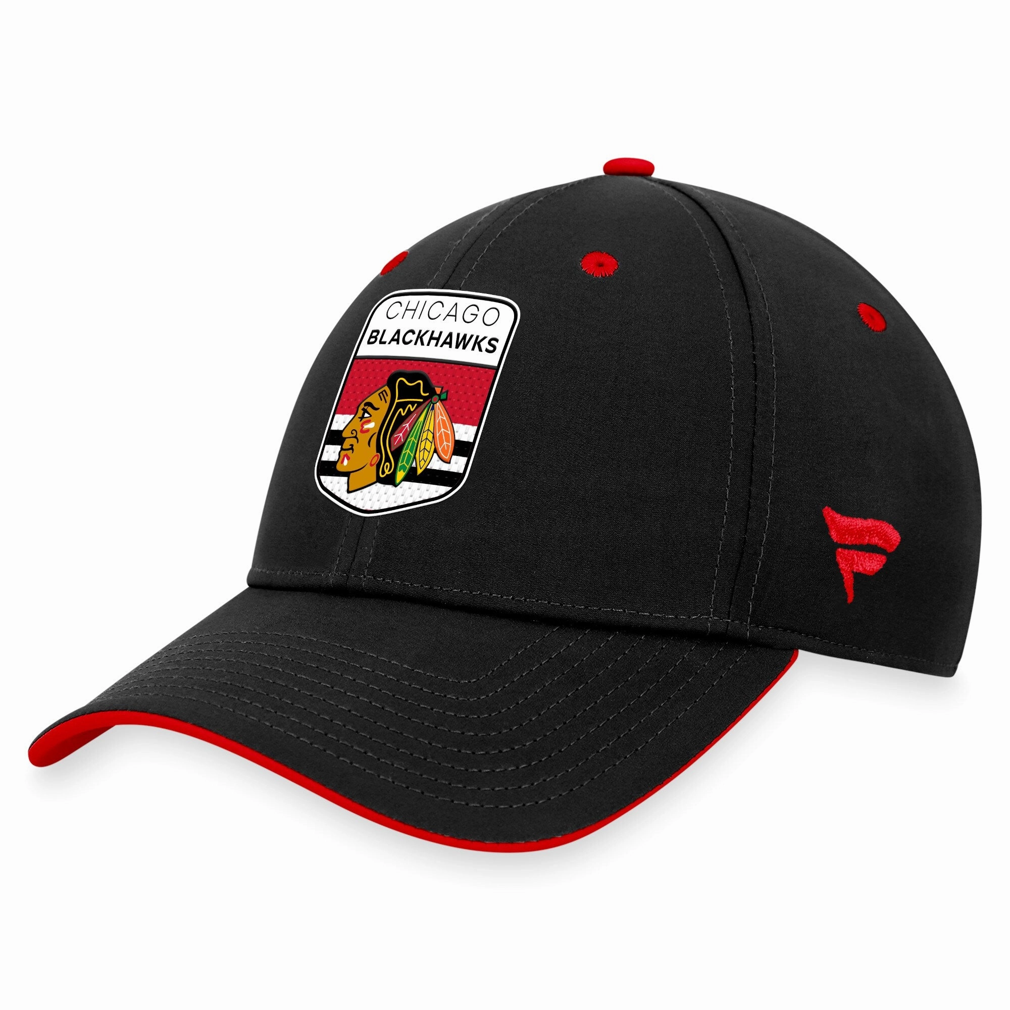 Men's Chicago Blackhawks Fanatics Branded Black NHL Authentic Pro Draft Flex Hat