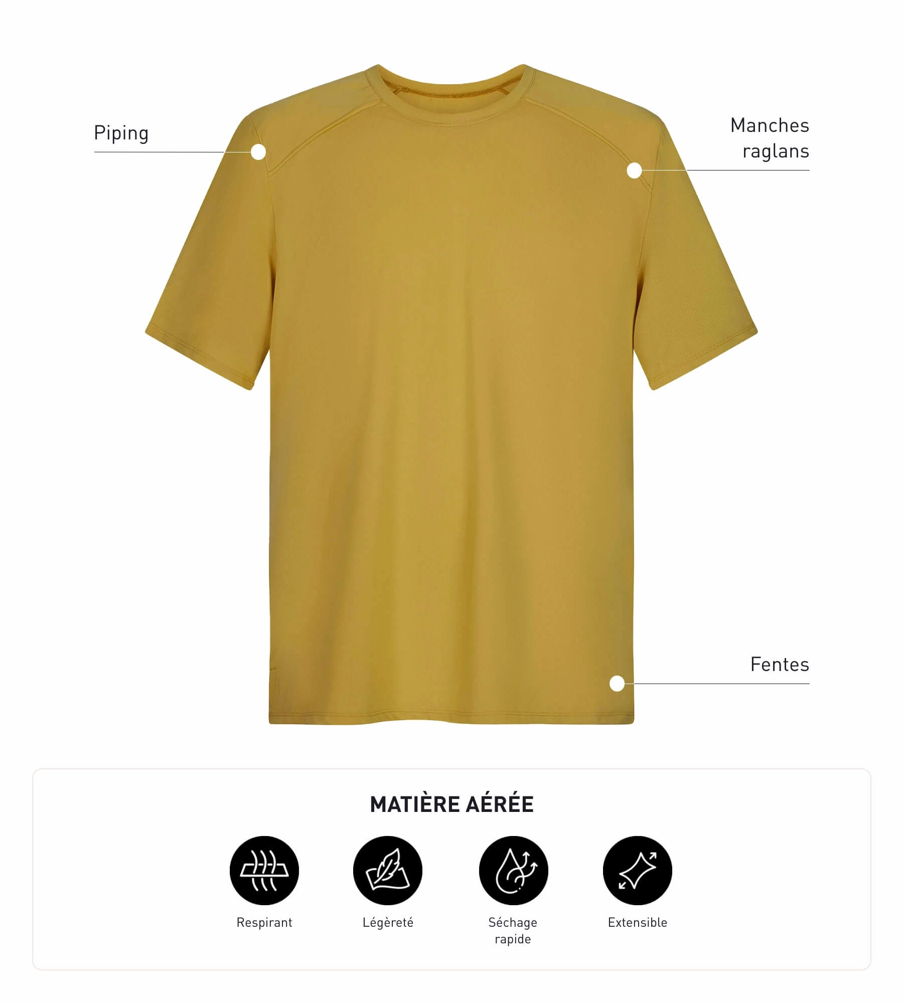Men's sports T-shirt in breathable Olive Dim Move fabric