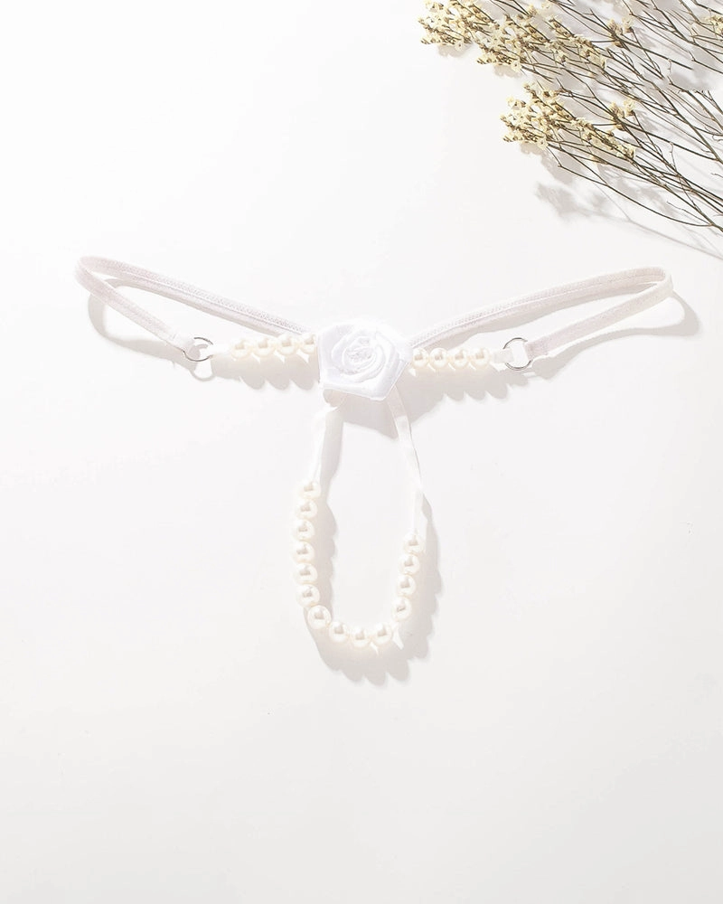 Pearl Rose See-Through  Thong Panties