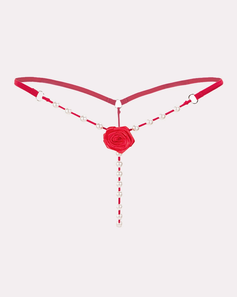 Pearl Rose See-Through  Thong Panties