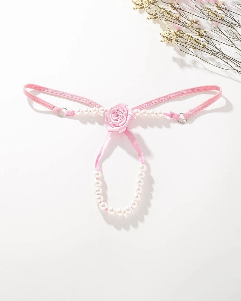 Pearl Rose See-Through  Thong Panties