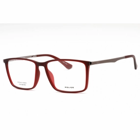 Police Men's Eyeglasses - Frosted Red Plastic Rectangular Full Rim Frame | VPLG70 954M