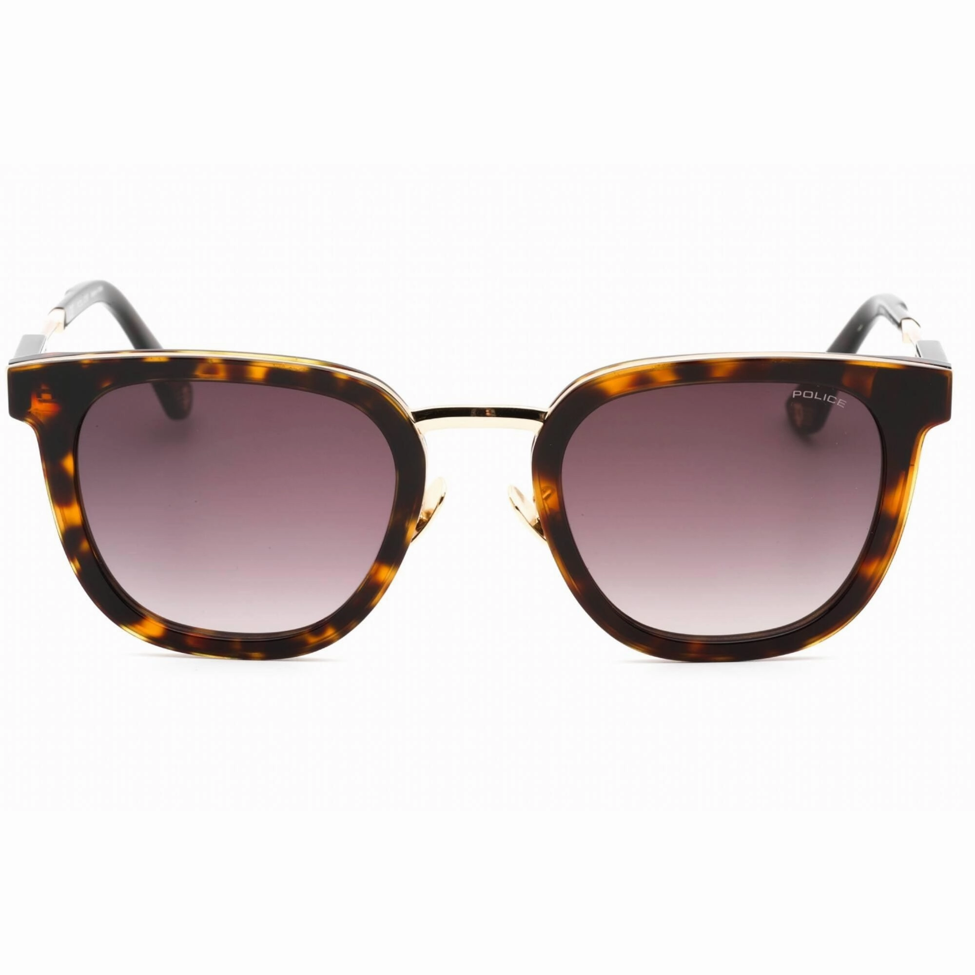 Police Men's Sunglasses - Shiny Dark Havana Metal Square Full Rim Frame | SPLF19M 0722