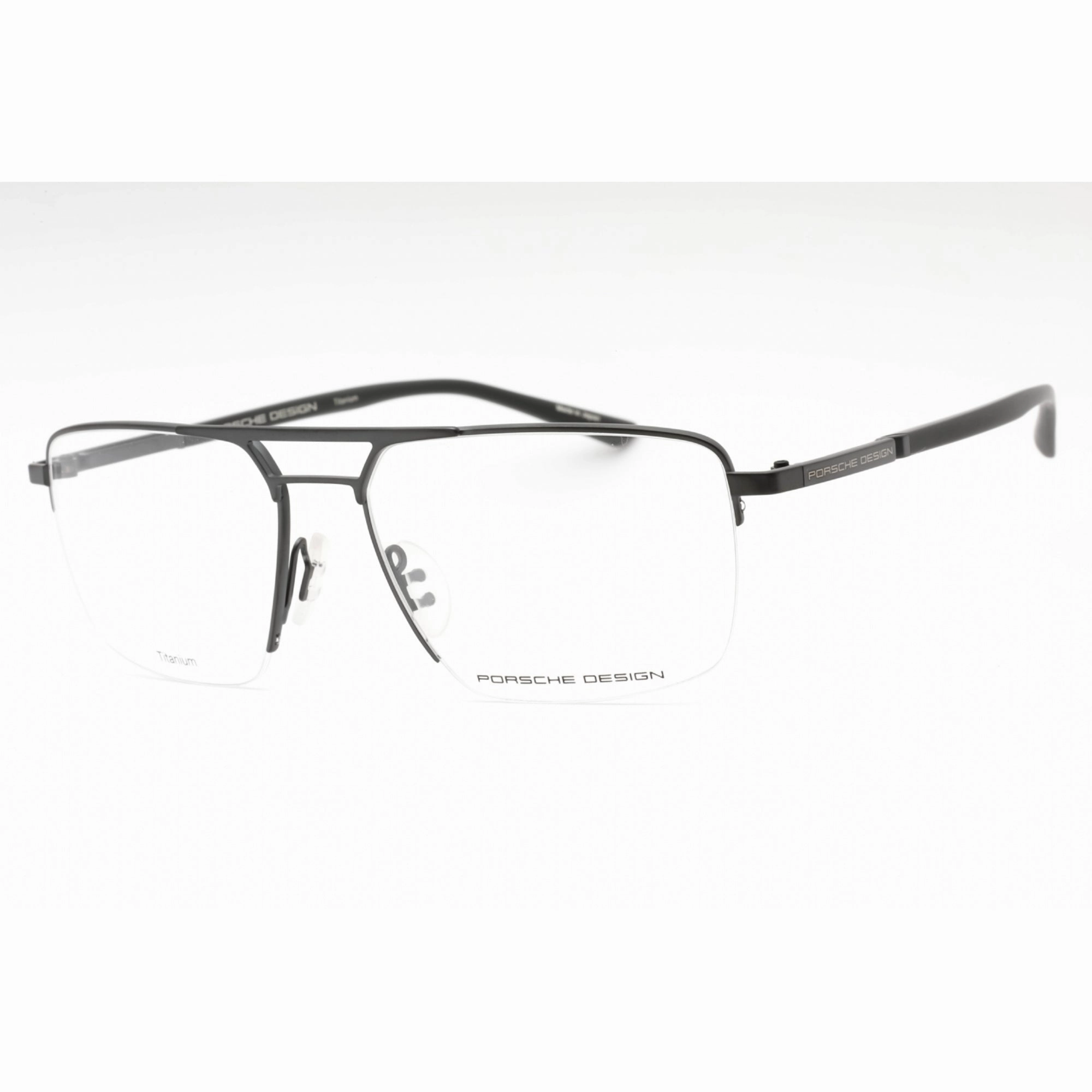 Porsche Men's Eyeglasses - Black Metal Rectangular Frame Clear Demo Lens | P8398 A