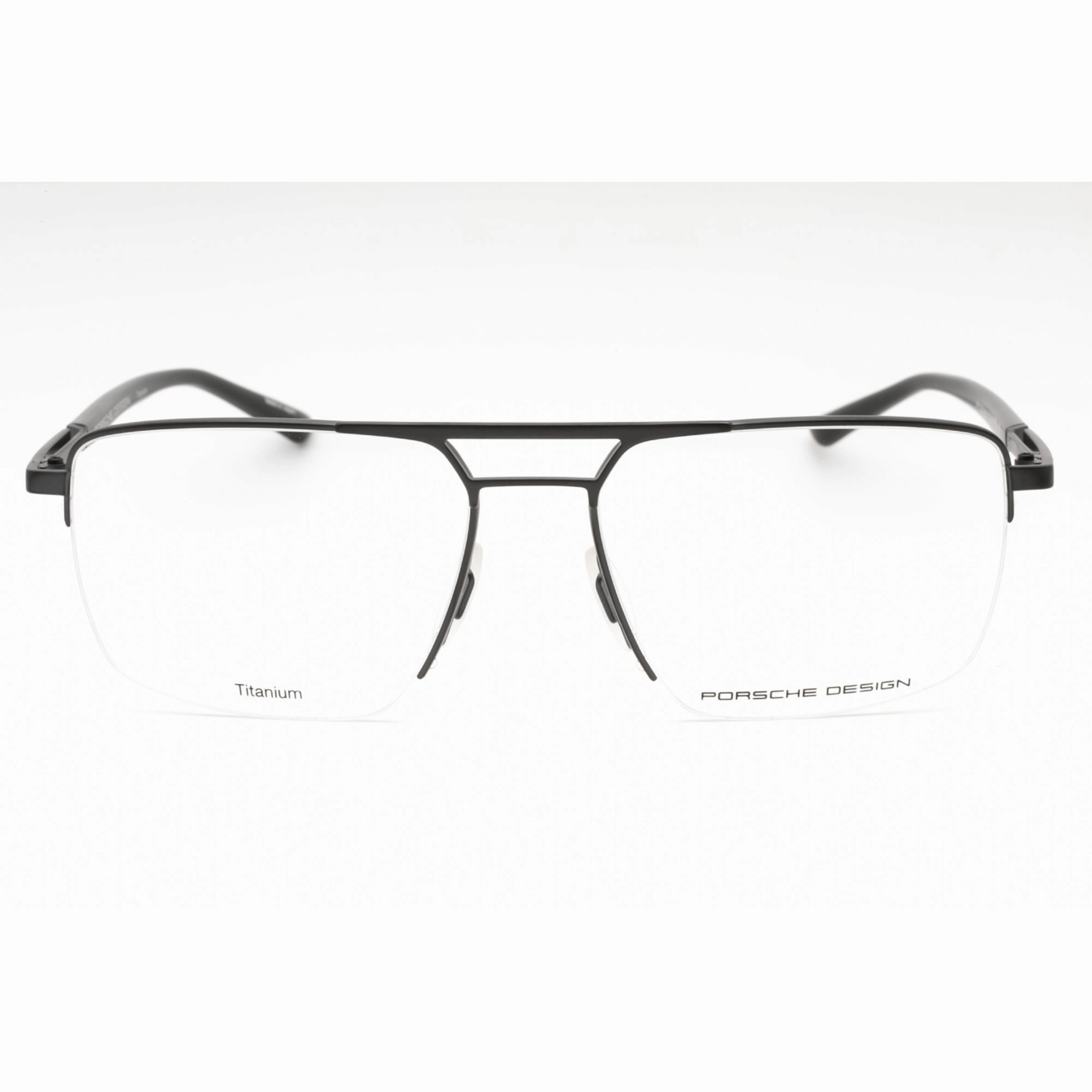 Porsche Men's Eyeglasses - Black Metal Rectangular Frame Clear Demo Lens | P8398 A