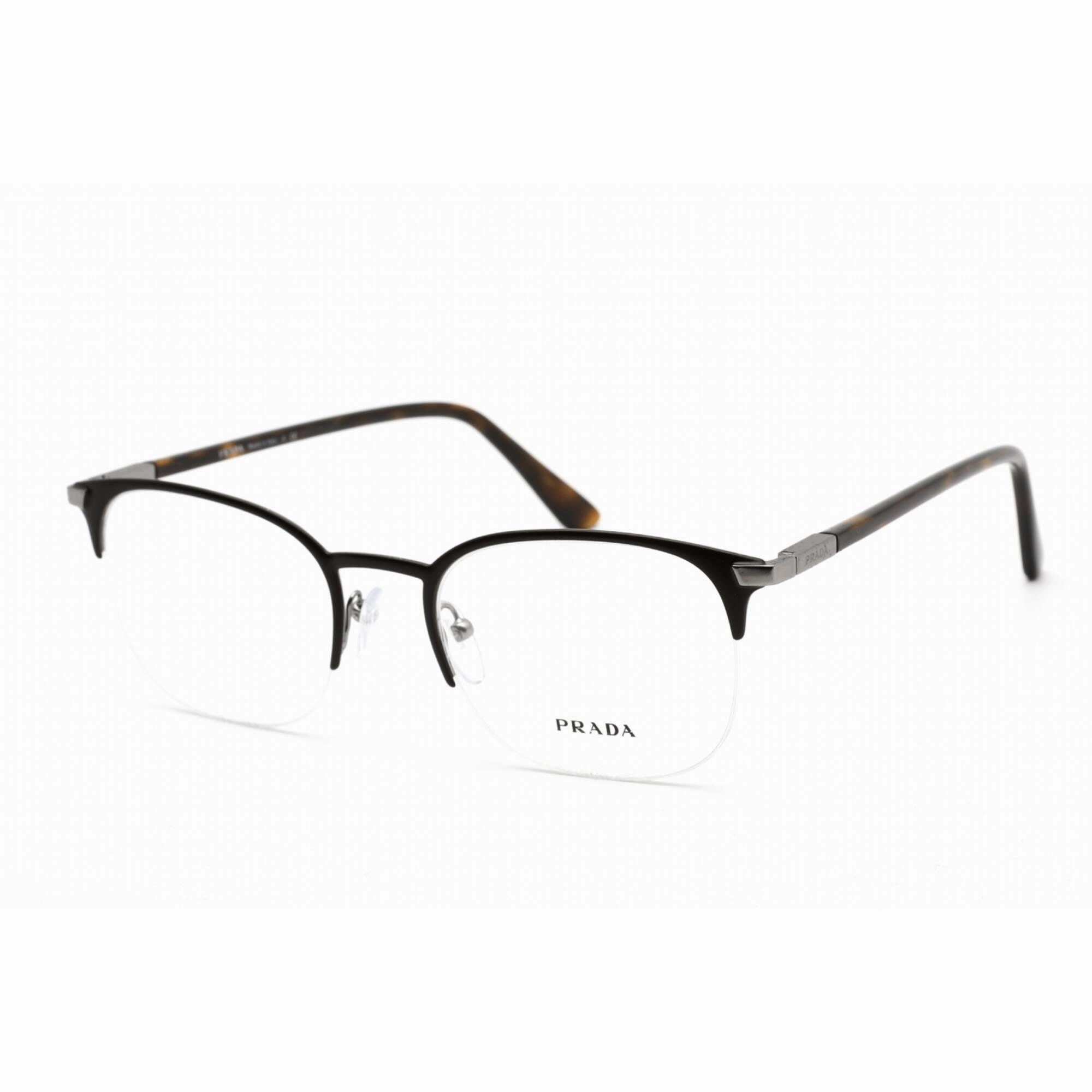 Prada Men's Eyeglasses - Matte Brown Metal Rectangular Shape Frame | 0PR 57YV 02Q1O1