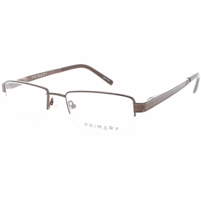 Primary Men's Eyeglasses - Demo Lens Metal Rectangular Half Rim Frame | 1071 BROWN