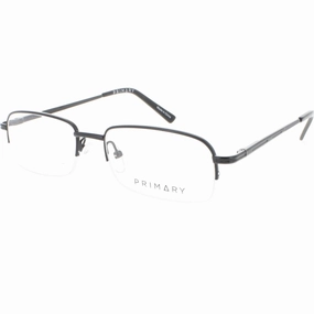 Primary Men's Eyeglasses - Demo Lens Metal Rectangular Half Rim Frame | 1086 BLACK