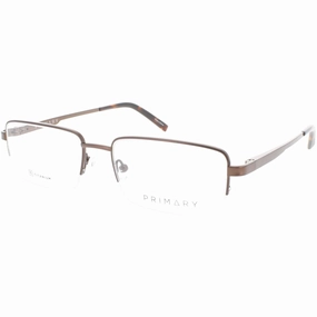 Primary Men's Eyeglasses - Titanium Rectangular Half Rim Frame | Pt104 Matte Brown