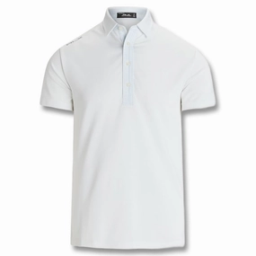 Ralph Lauren Performance Pique Collar Golf Polo Ceramice White/Office Blue - FW24 Men