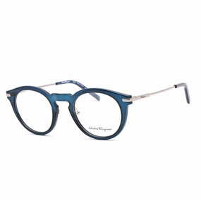 Salvatore Ferragamo Men's Eyeglasses - Round Crystal Navy Plastic Frame | SF2906 420