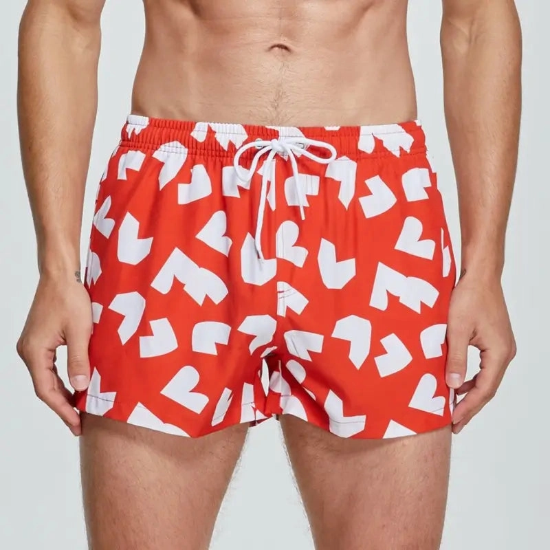 Seobean Men's Quick-Dry Beach Swim Shorts – Printed Board Shorts 241303