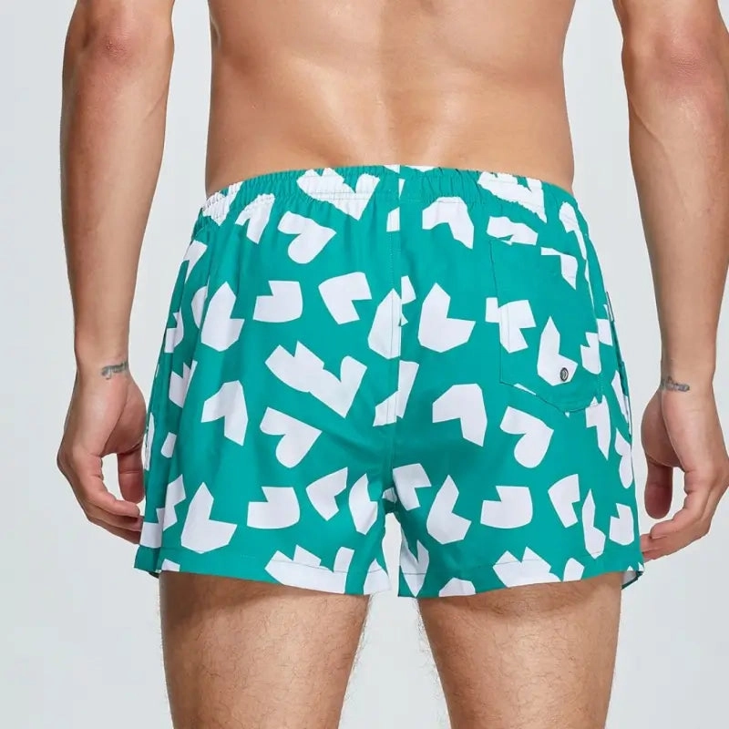 Seobean Men's Quick-Dry Beach Swim Shorts – Printed Board Shorts 241303