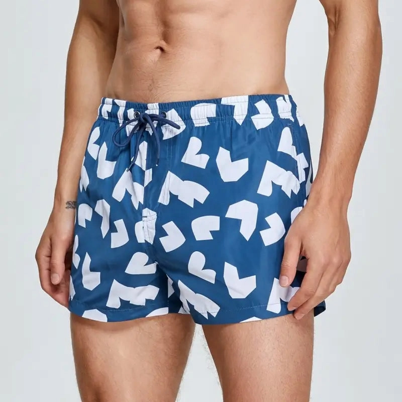 Seobean Men's Quick-Dry Beach Swim Shorts – Printed Board Shorts 241303