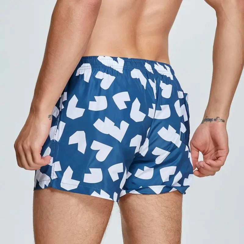 Seobean Men's Quick-Dry Beach Swim Shorts – Printed Board Shorts 241303