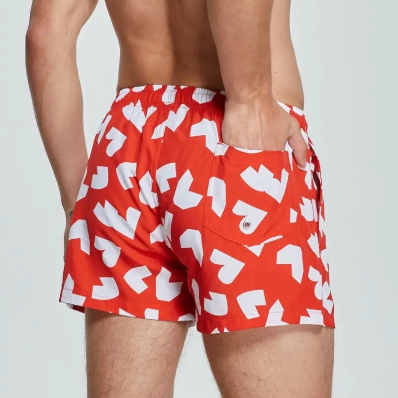 Seobean Men's Quick-Dry Beach Swim Shorts – Printed Board Shorts 241303