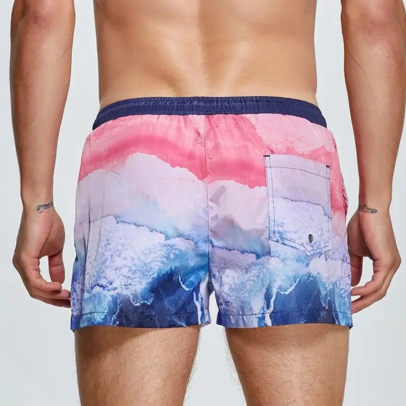 Seobean Men's Quick-Dry Swim Shorts - Beach Board Shorts with Sunflower 241301