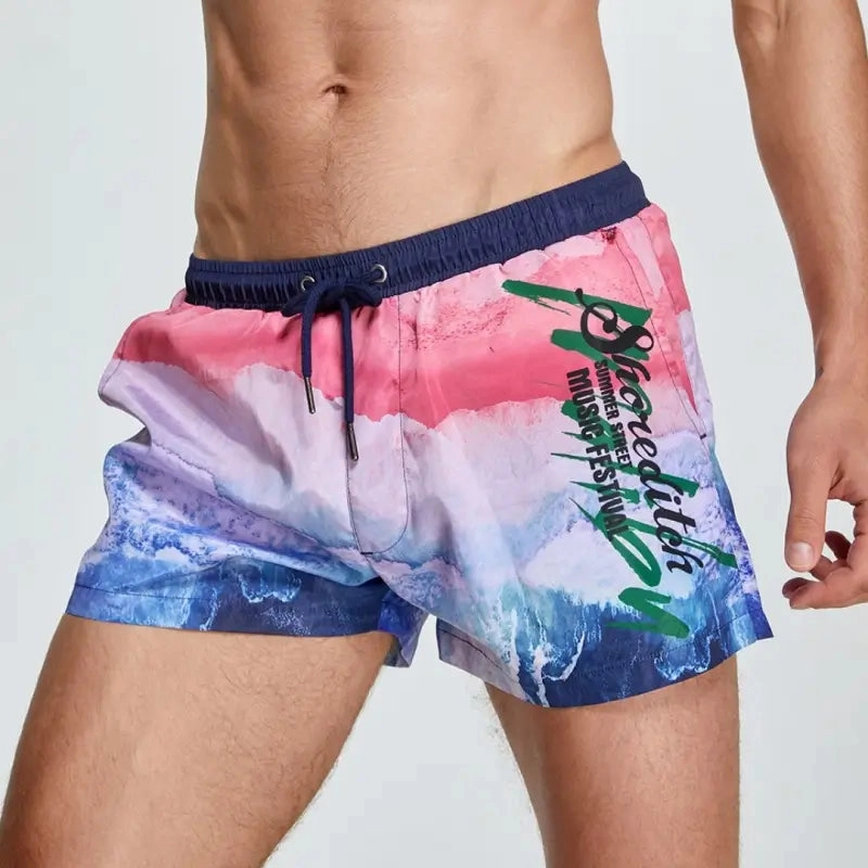 Seobean Men's Quick-Dry Swim Shorts - Beach Board Shorts with Sunflower 241301