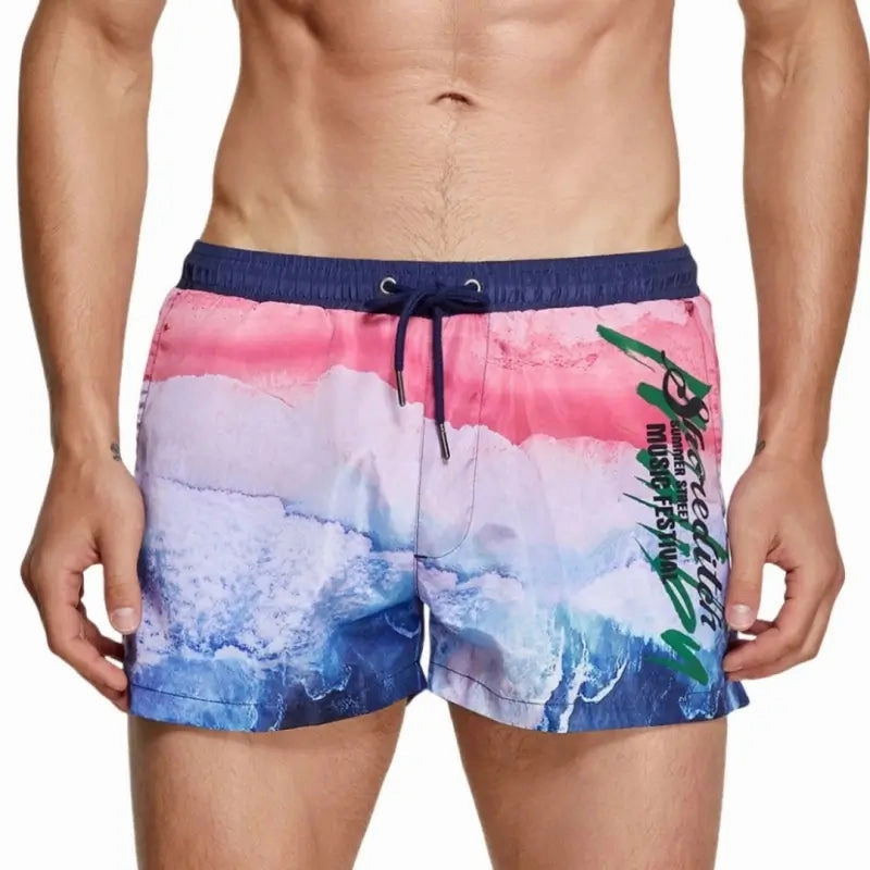 Seobean Men's Quick-Dry Swim Shorts - Beach Board Shorts with Sunflower 241301