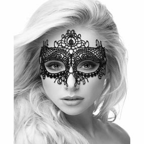 Shots - Ouch Black and White Lace Eye Mask Queen (Black)